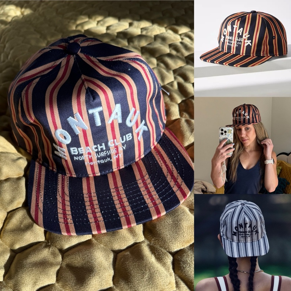 New montauk beach club picnic stripe hat Anthropologie Coney Island picnic snap